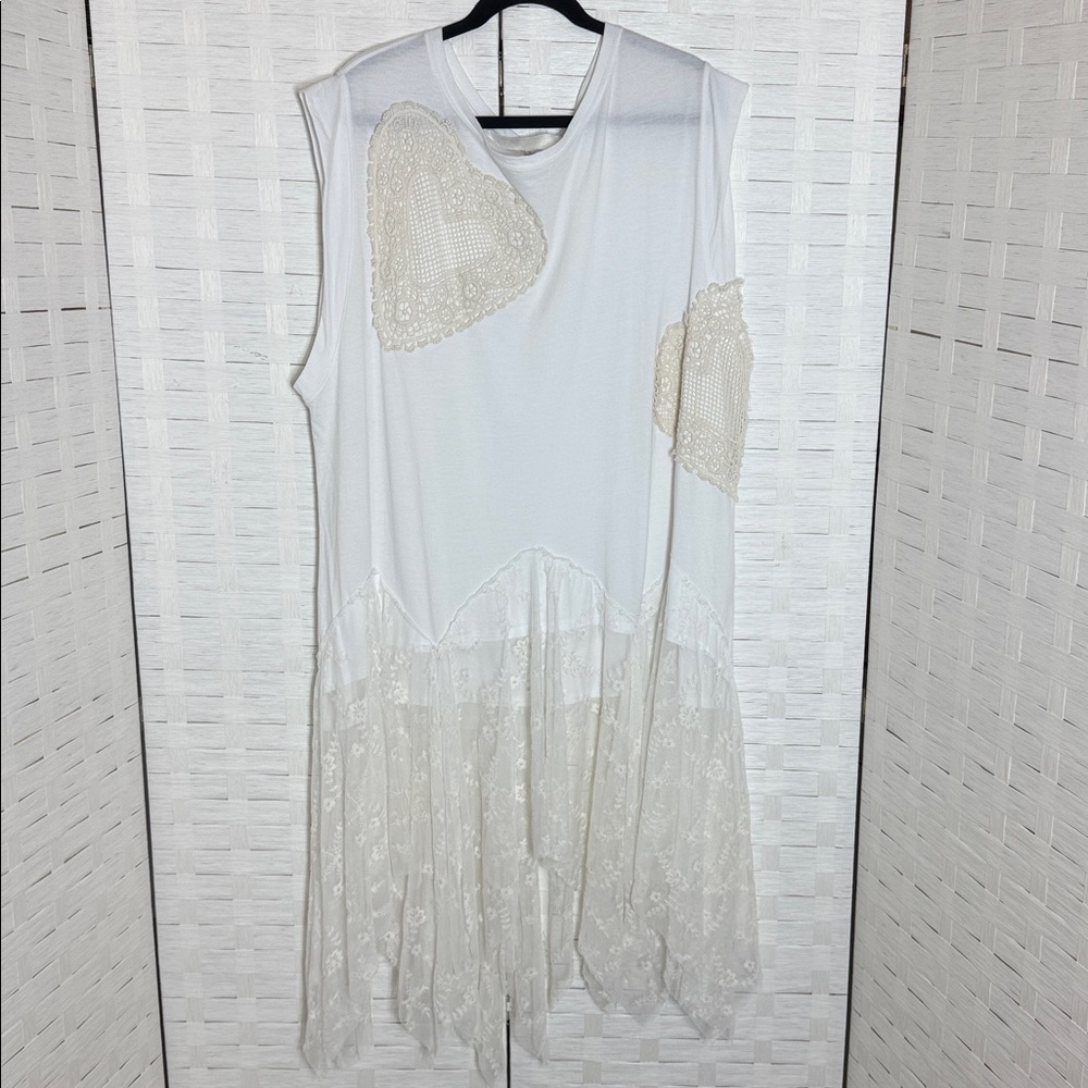 Free People x Tricia Fix White Heart Maxi Tee Size Large - Picture 5 of 15